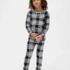 Çocuk ve Bebek Organik Fırçalanmış Pamuklu Tatil Pijama Seti