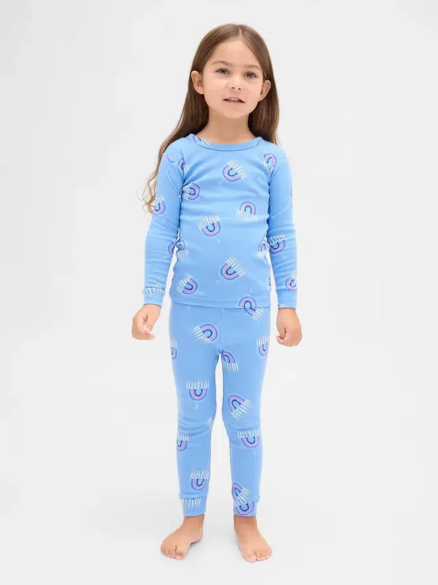 Çocuk ve Bebek Organik Fırçalanmış Pamuklu Tatil Pijama Seti