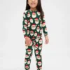 Çocuk ve Bebek Organik Fırçalanmış Pamuklu Tatil Pijama Seti