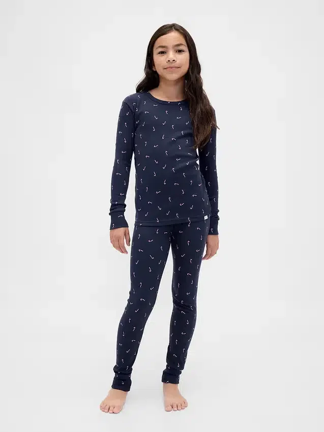Çocuk ve Bebek Organik Fırçalanmış Pamuklu Tatil Pijama Seti