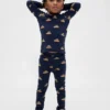 Çocuk ve Bebek Organik Fırçalanmış Pamuklu Tatil Pijama Seti