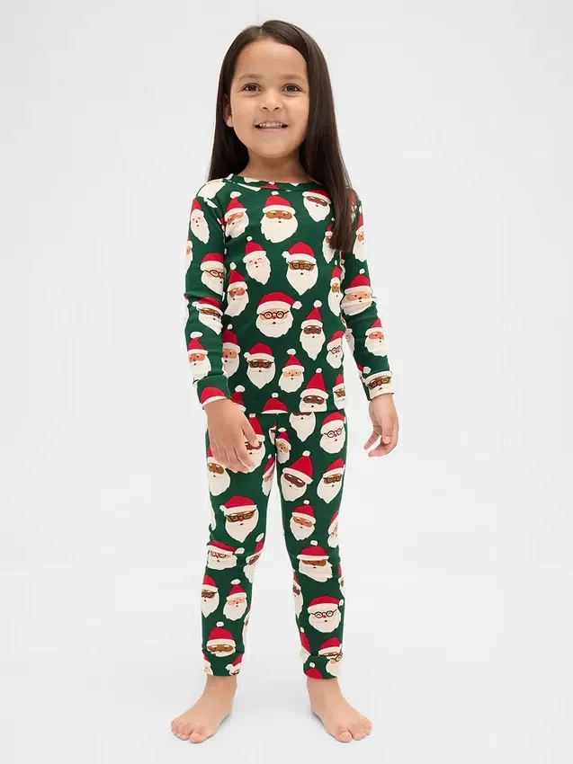 Çocuk ve Bebek Organik Fırçalanmış Pamuklu Tatil Pijama Seti