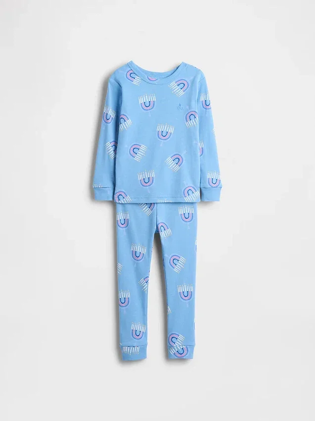 Çocuk ve Bebek Organik Fırçalanmış Pamuklu Tatil Pijama Seti