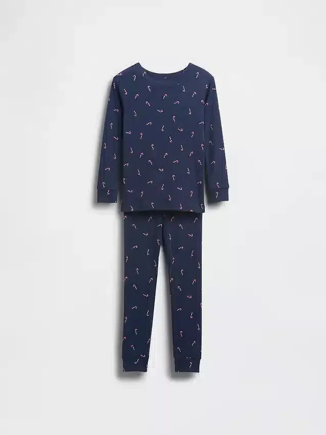 Çocuk ve Bebek Organik Fırçalanmış Pamuklu Tatil Pijama Seti