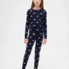 Çocuk ve Bebek Organik Fırçalanmış Pamuklu Tatil Pijama Seti