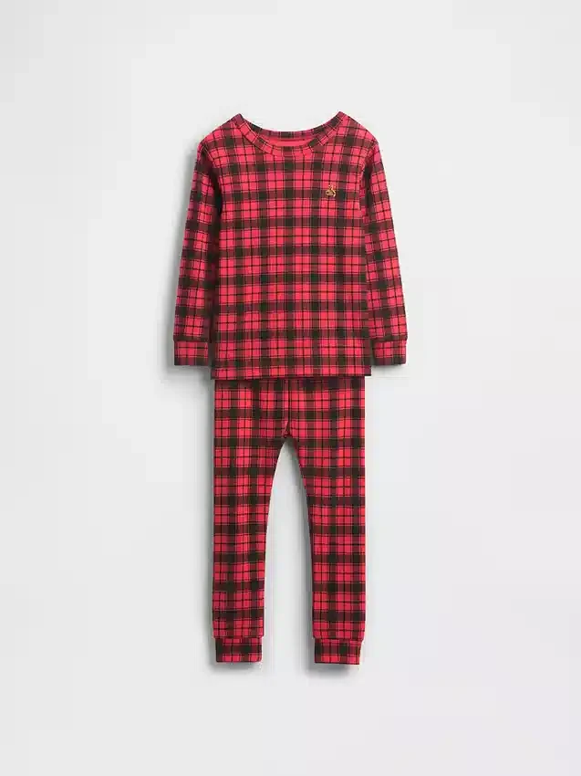 Çocuk ve Bebek Organik Fırçalanmış Pamuklu Tatil Pijama Seti