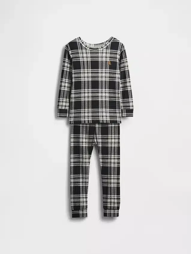 Çocuk ve Bebek Organik Fırçalanmış Pamuklu Tatil Pijama Seti