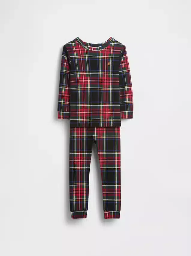 Çocuk ve Bebek Organik Fırçalanmış Pamuklu Tatil Pijama Seti
