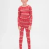 Çocuk ve Bebek Organik Fırçalanmış Pamuklu Tatil Pijama Seti