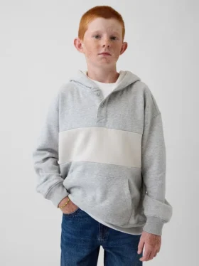 Çocuk Vintagesoft Bol Kesim Henley Kapüşonlu Sweatshirt