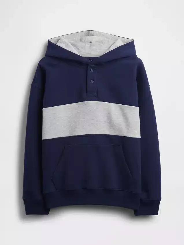 Çocuk Vintagesoft Bol Kesim Henley Kapüşonlu Sweatshirt