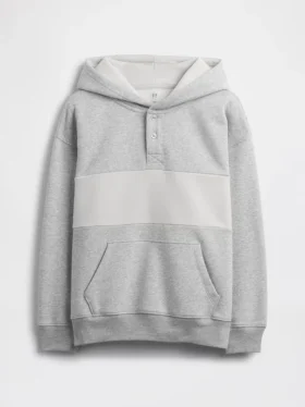 Çocuk Vintagesoft Bol Kesim Henley Kapüşonlu Sweatshirt