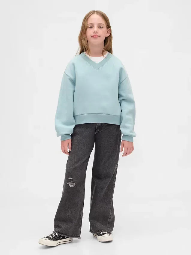 Çocuk Vintagesoft Bol Kesim V Yaka Sweatshirt