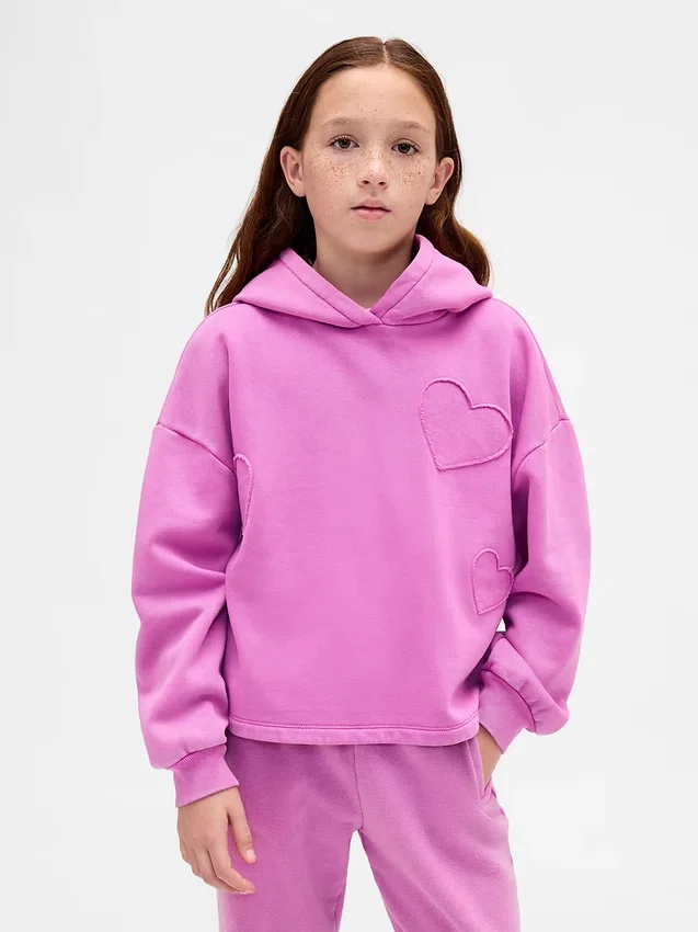 Çocuk Vintagesoft Bol Kesim Yama Kapüşonlu Sweatshirt