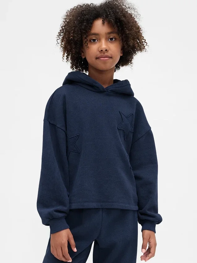 Çocuk Vintagesoft Bol Kesim Yama Kapüşonlu Sweatshirt