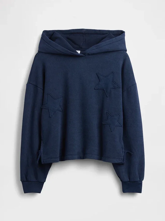 Çocuk Vintagesoft Bol Kesim Yama Kapüşonlu Sweatshirt