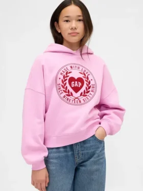 Çocuk Vintagesoft Büyük Boy Kalp Logolu Kapüşonlu Sweatshirt
