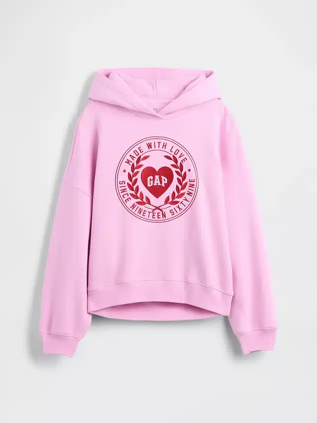 Çocuk Vintagesoft Büyük Boy Kalp Logolu Kapüşonlu Sweatshirt