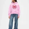Çocuk Vintagesoft Büyük Boy Kalp Logolu Kapüşonlu Sweatshirt