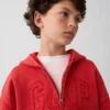 Çocuk Vintagesoft Gevşek Kesim Logolu Fermuarlı Kapüşonlu Sweatshirt