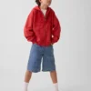Çocuk Vintagesoft Gevşek Kesim Logolu Fermuarlı Kapüşonlu Sweatshirt