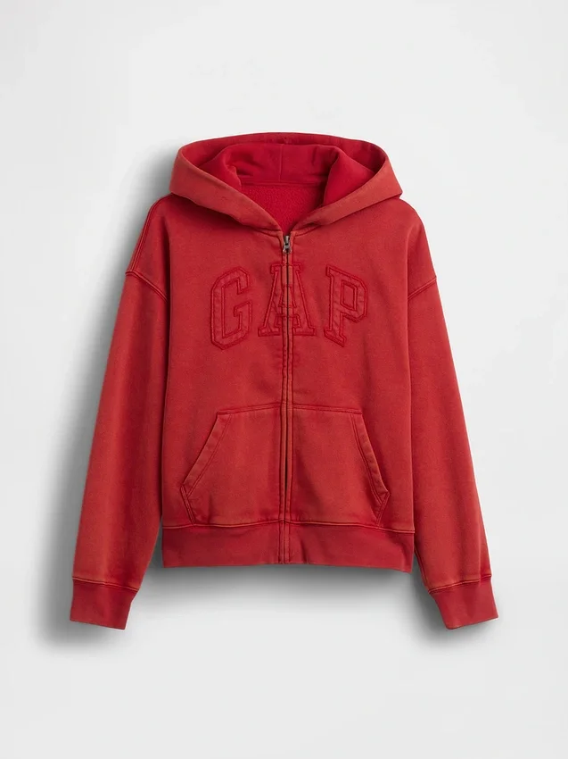 Çocuk Vintagesoft Gevşek Kesim Logolu Fermuarlı Kapüşonlu Sweatshirt