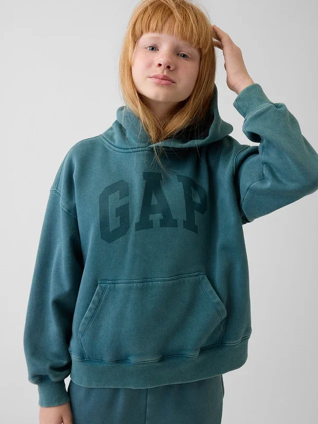 Çocuk Vintagesoft Gevşek Kesim Logolu Kapüşonlu Sweatshirt