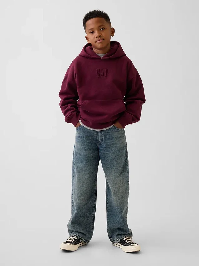 Çocuk Vintagesoft Gevşek Kesim Logolu Kapüşonlu Sweatshirt