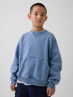 Çocuk Vintagesoft Gevşek Kesim Yuvarlak Yaka Cepli Sweatshirt