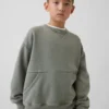 Çocuk Vintagesoft Gevşek Kesim Yuvarlak Yaka Cepli Sweatshirt