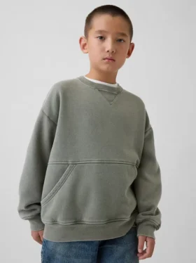 Çocuk Vintagesoft Gevşek Kesim Yuvarlak Yaka Cepli Sweatshirt
