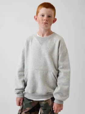 Çocuk Vintagesoft Gevşek Kesim Yuvarlak Yaka Cepli Sweatshirt