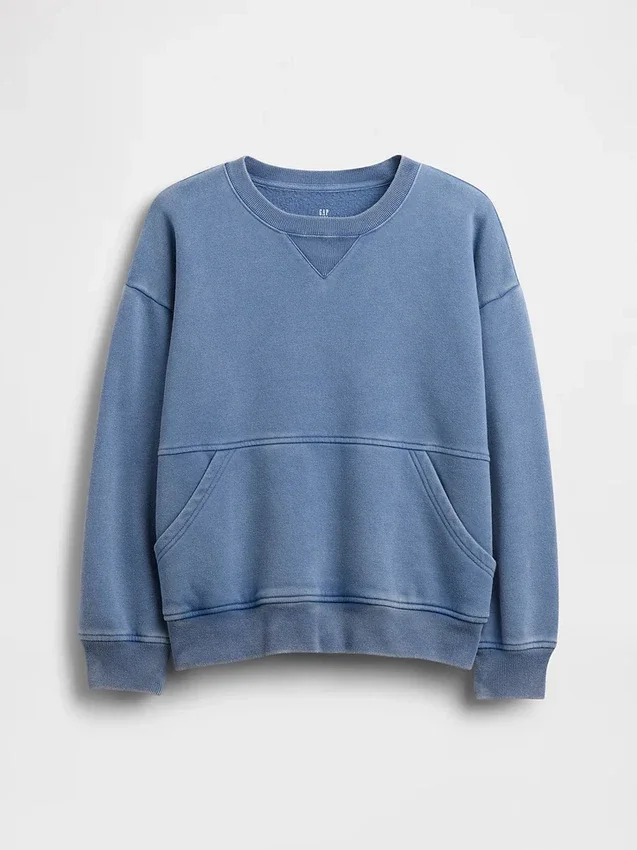 Çocuk Vintagesoft Gevşek Kesim Yuvarlak Yaka Cepli Sweatshirt