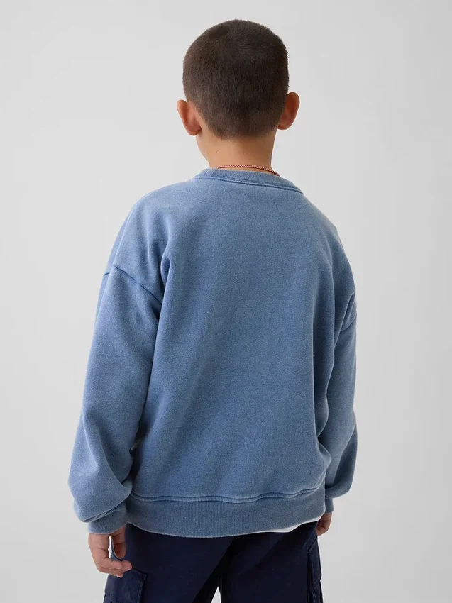 Çocuk Vintagesoft Gevşek Kesim Yuvarlak Yaka Cepli Sweatshirt