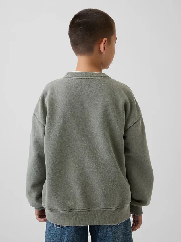 Çocuk Vintagesoft Gevşek Kesim Yuvarlak Yaka Cepli Sweatshirt