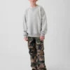 Çocuk Vintagesoft Gevşek Kesim Yuvarlak Yaka Cepli Sweatshirt