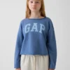 Çocuk Vintagesoft Havlu Kumaş Geniş Yakalı Logolu Sweatshirt