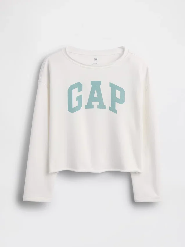 Çocuk Vintagesoft Havlu Kumaş Geniş Yakalı Logolu Sweatshirt