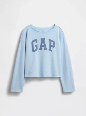 Çocuk Vintagesoft Havlu Kumaş Geniş Yakalı Logolu Sweatshirt