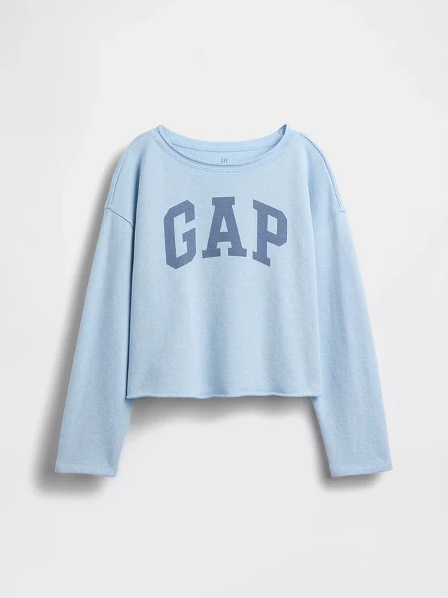 Çocuk Vintagesoft Havlu Kumaş Geniş Yakalı Logolu Sweatshirt