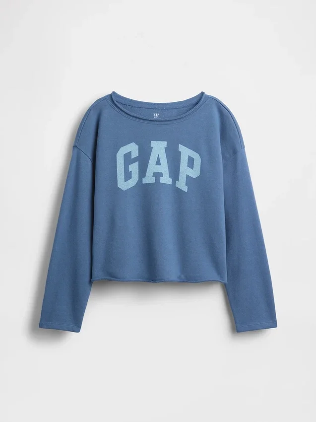 Çocuk Vintagesoft Havlu Kumaş Geniş Yakalı Logolu Sweatshirt