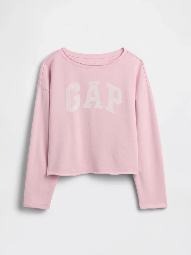Çocuk Vintagesoft Havlu Kumaş Geniş Yakalı Logolu Sweatshirt