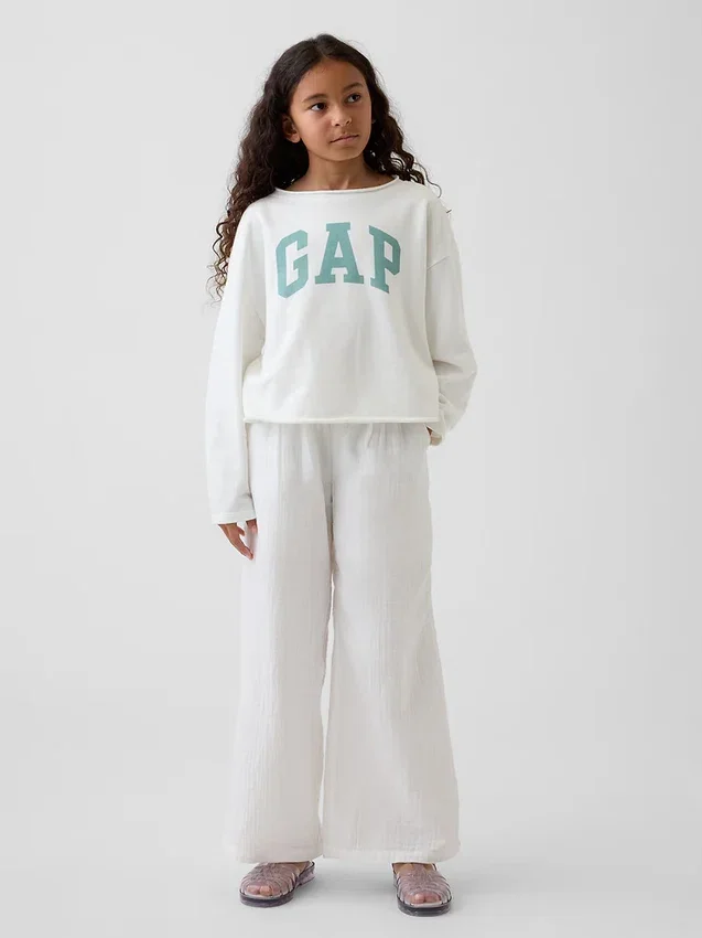 Çocuk Vintagesoft Havlu Kumaş Geniş Yakalı Logolu Sweatshirt