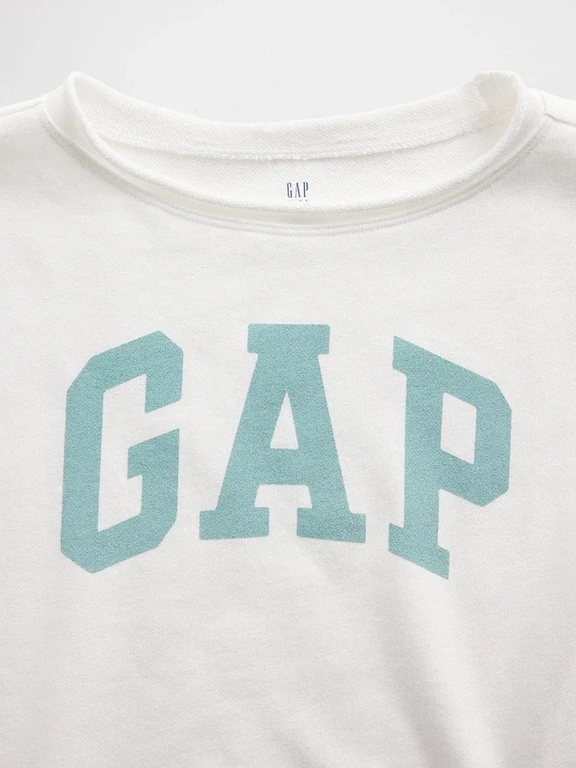 Çocuk Vintagesoft Havlu Kumaş Geniş Yakalı Logolu Sweatshirt