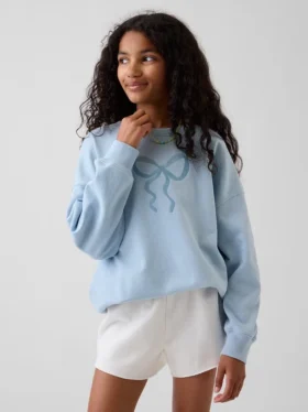 Çocuk Vintagesoft Havlu Kumaş Oversized Grafikli Sweatshirt