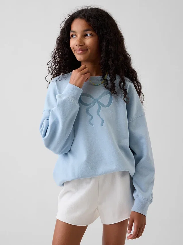 Çocuk Vintagesoft Havlu Kumaş Oversized Grafikli Sweatshirt
