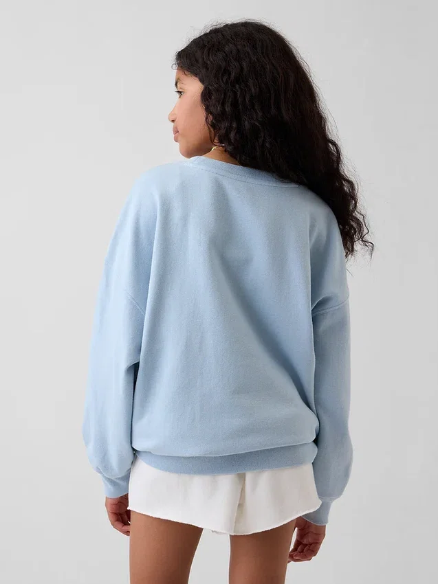 Çocuk Vintagesoft Havlu Kumaş Oversized Grafikli Sweatshirt