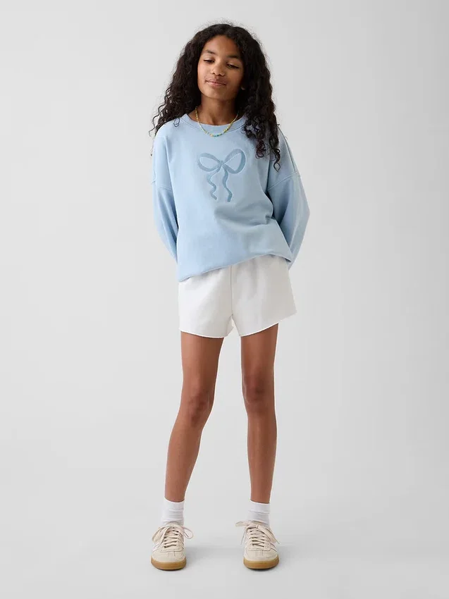 Çocuk Vintagesoft Havlu Kumaş Oversized Grafikli Sweatshirt