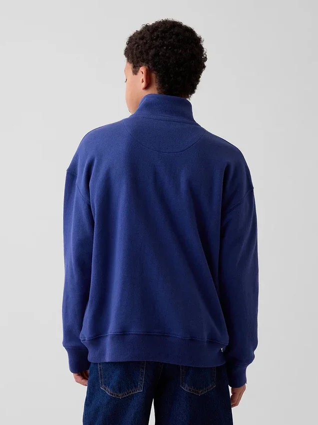 Çocuk Vintagesoft Havlu Kumaş Rahat Yarım Fermuarlı Kazak