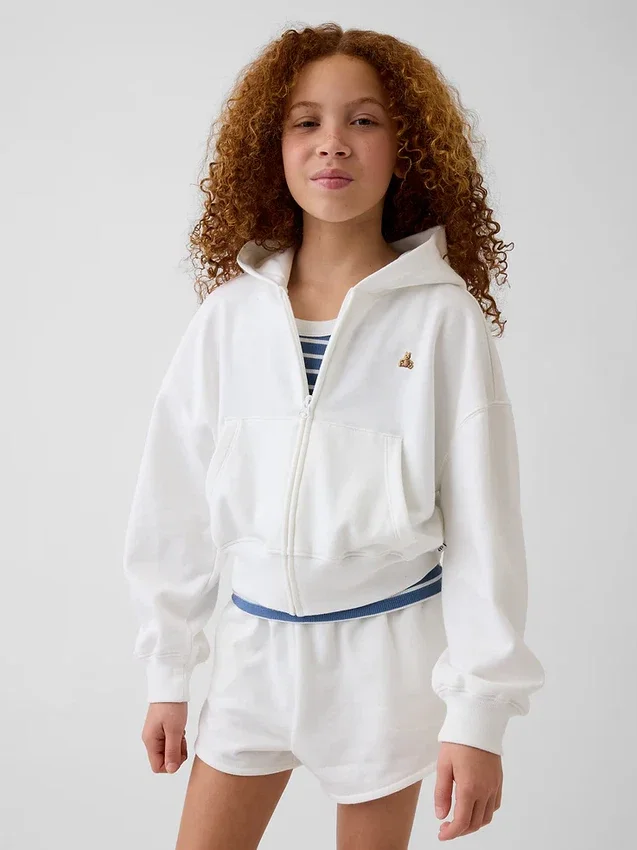 Çocuk Vintagesoft Havlu Kumaşlı Kama Kesim Fermuarlı Kapüşonlu Sweatshirt